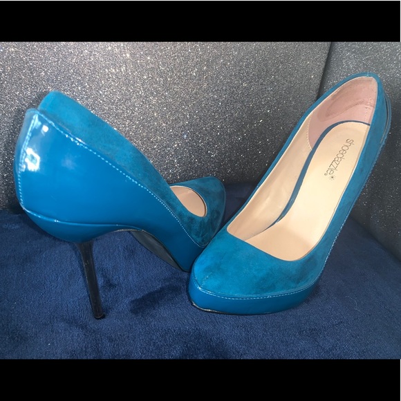 Teal Blue High Heels - Picture 1 of 7